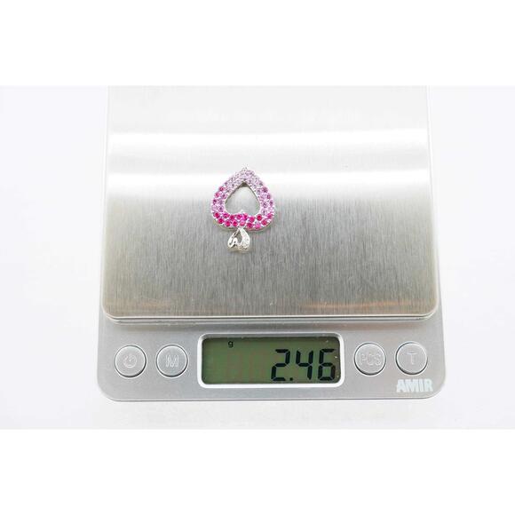 Estate Sale 10k White Gold Sapphire Diamond Charm 1.07 TCW Vintage Jewelry - Picture 6 of 6